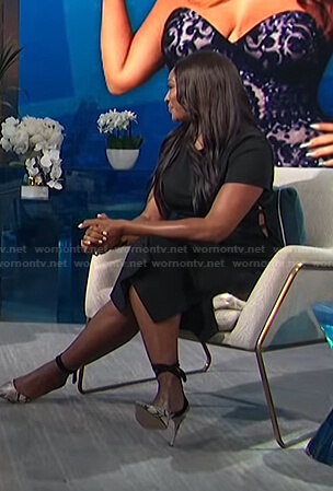 Cynthia Bailey's black side cutout dress on E! News Daily Pop