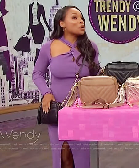 Devyn Simone's purple cutout dress on The Wendy Williams Show