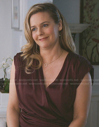Elizabeth's burgundy satin dress on The Baby-Sitters Club