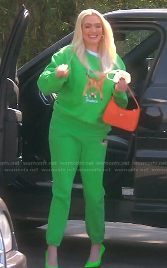Erika's green deer print sweatshirt on The Real Housewives of Beverly Hills