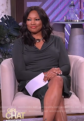 Garcelle's green cowlneck bodysuit on The Real