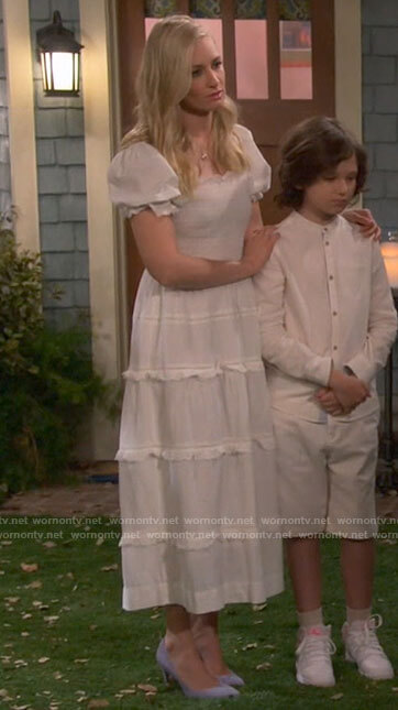 Gemma's white midi dress on The Neighborhood