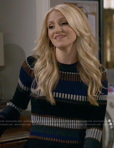 Gina's mixed stripe sweater on B Positive