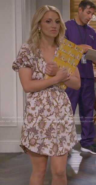 Gina's white floral dress on B Positive