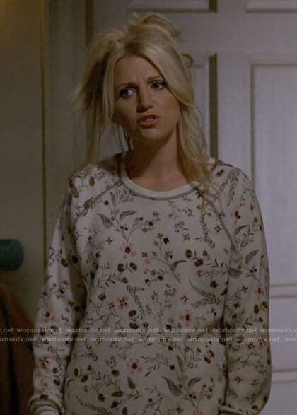 Gina's white floral pajamas on B Positive