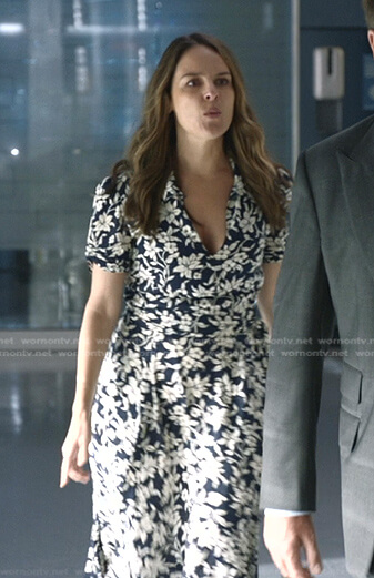 Izzy's navy floral midi dress on Bull