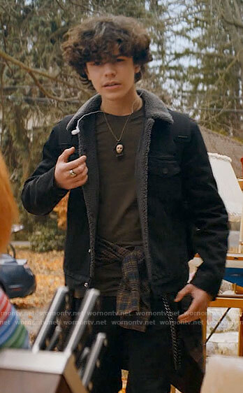 Jake's black sherpa lined denim jacket on Chucky