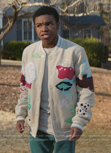 Jakeem's embroidered bomber jacket on Stargirl