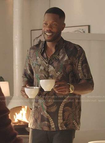 Jeff's brown palm tree print shirt on Dynasty
