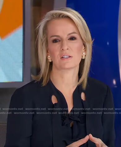 Dr. Jennifer Ashton's navy lace-up blouse on Good Morning America