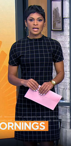 Jericka Duncan's black checked dress on CBS Mornings