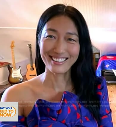Jihae's blue printed ruffle dress on Good Morning America