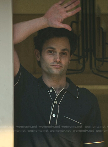 Joe's black contrast stitching polo shirt on You
