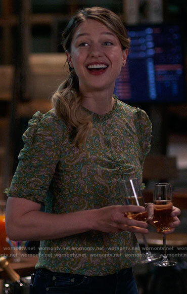 Kara's green paisley print top on Supergirl
