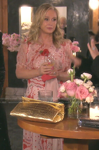 Kathy's pink heart print dress on The Real Housewives of Beverly Hills