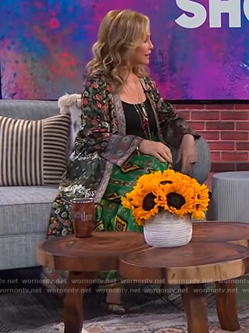 Kathy Hilton's floral print kimono on The Kelly Clarkson Show