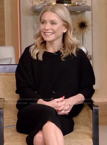 Kelly's black hooded dress on Live with Kelly and Ryan