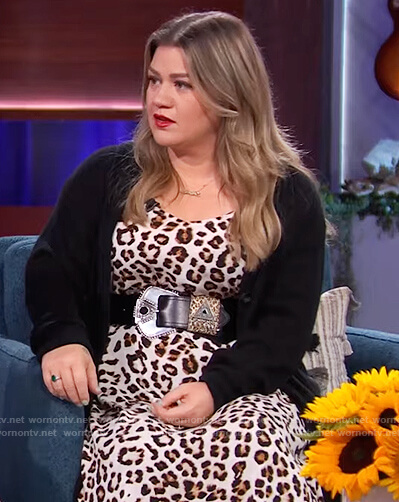 Kelly's leopard print maxi dress on The Kelly Clarkson Show