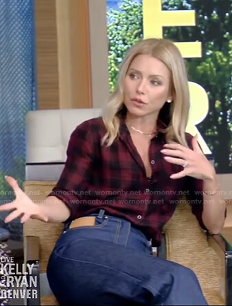 Kelly's red plaid shirt and jeans on Live with Kelly and Ryan
