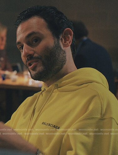 Kian's yellow Balenciaga logo hoodie on Love Life