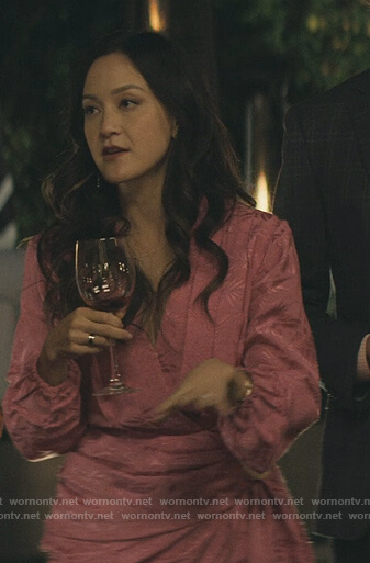 Kiki's pink wrap drape mini dress on You