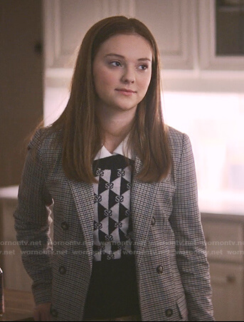 Kristy's print vest and check blazer on The Baby-Sitters Club