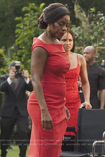 Leah's red cutout sheath dress on Our Kind of People