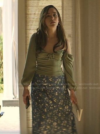 Love's green top and blue floral skirt on You