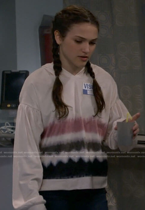 Maddie's tie dye hoodie on B Positive