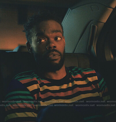 Marcus's multicolor striped tee on Love Life