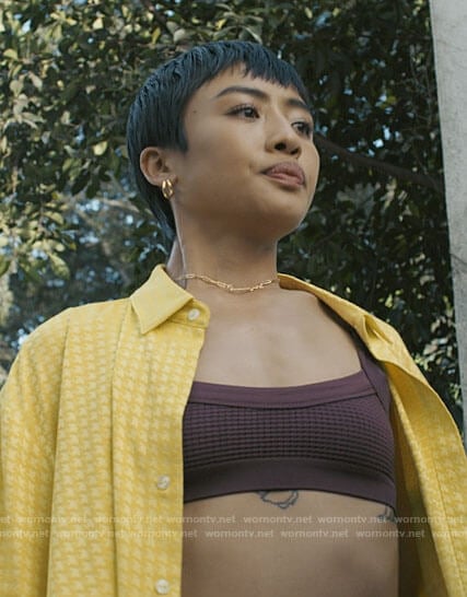 Margot's burgundy textured bralette on I Know What You Did Last Summer