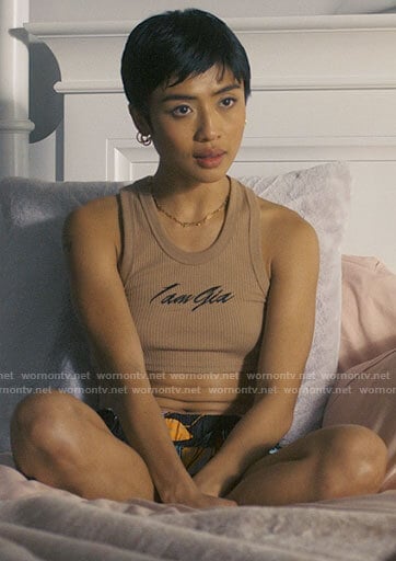 Margot's cropped I am Gia tank top on I Know What You Did Last Summer