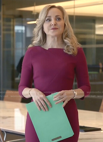Marissa's magenta asymmetric neck dress on Bull