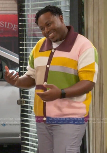 Marty's colorblock cardigan on The Neighborhood