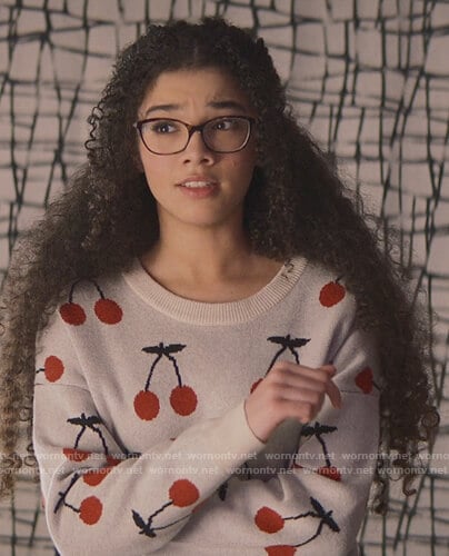 Mary-Anne's cherry print sweater on The Baby-Sitters Club