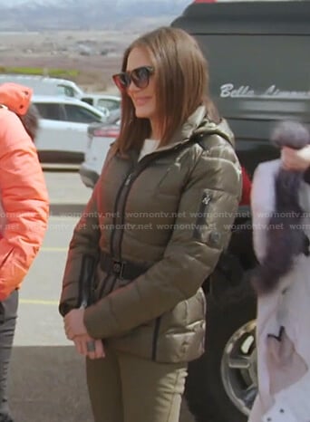 Meredith's green belted puffer jacket on The Real Housewives of Salt Lake City