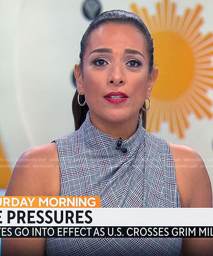 Michelle Miller's plaid dress on CBS Saturday Morning
