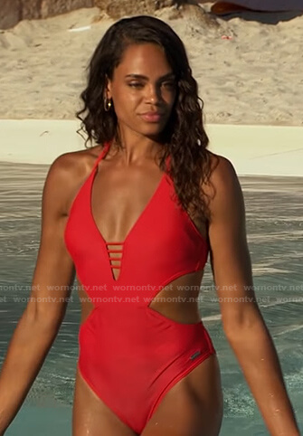 Michelle's red cutout swimsuit on The Bachelorette