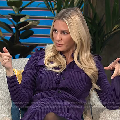Morgan's purple ribbed dress on E! News Daily Pop