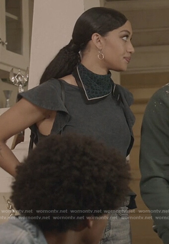 Olivia's black ruffle tank on All American