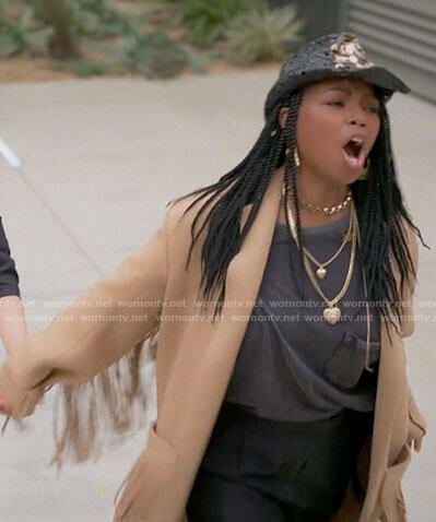 Pippa's camel fringed coat on The L Word Generation Q
