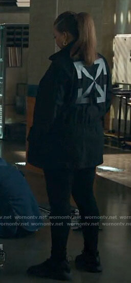 Robyn's jacket with arrows on The Equalizer