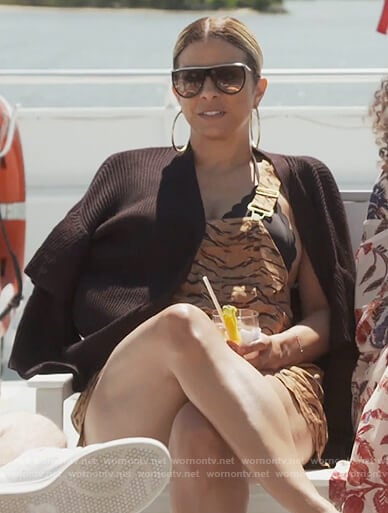 Robyn's tiger stripe denim overalls on The Real Housewives of Potomac