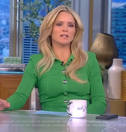 Sara's green button detail dress on The View
