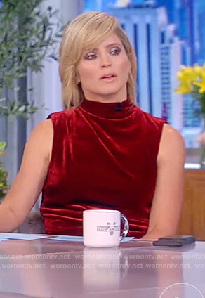 Sara's red velvet jumpsuit on The View
