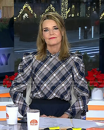 Savannah's plaid puff sleeve top on Today