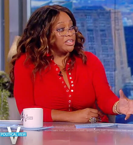 Sherri Sheapherd's red button front blouse on The View