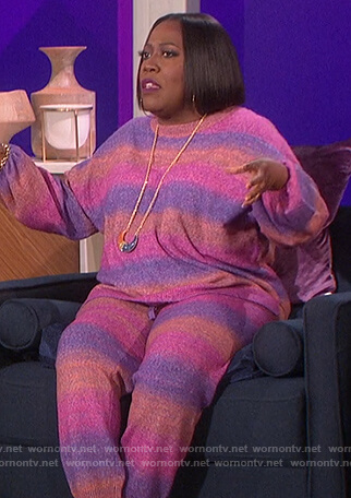 Sheryl's stripe sweatshirt and pants on The Talk