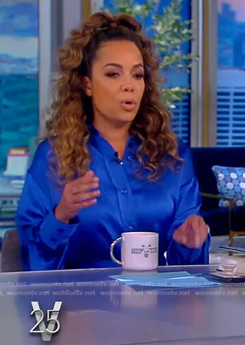 Sunny's blue satin shirtdress on The View