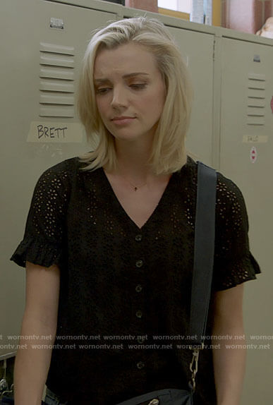 Sylvie's black eyelet top on Chicago Fire